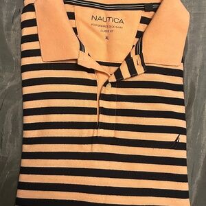 Men Nautica Pink & Blue Polo Striped Shirt